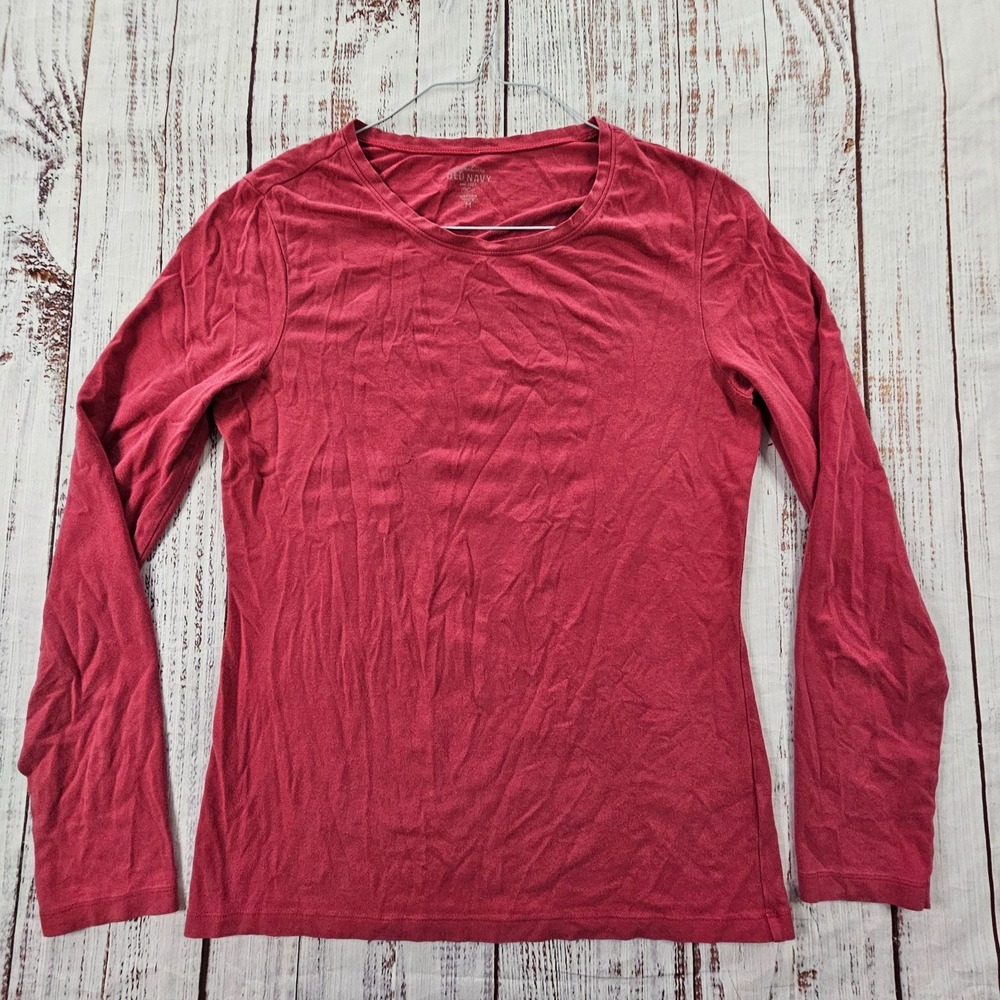 Old Navy Red Long Sleeve Cotton Spandex‎ T-Shirt Women's M